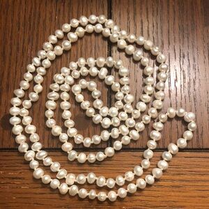 Classic White Pearl Strand Necklace - Elegant Women's Jewelry 48” long